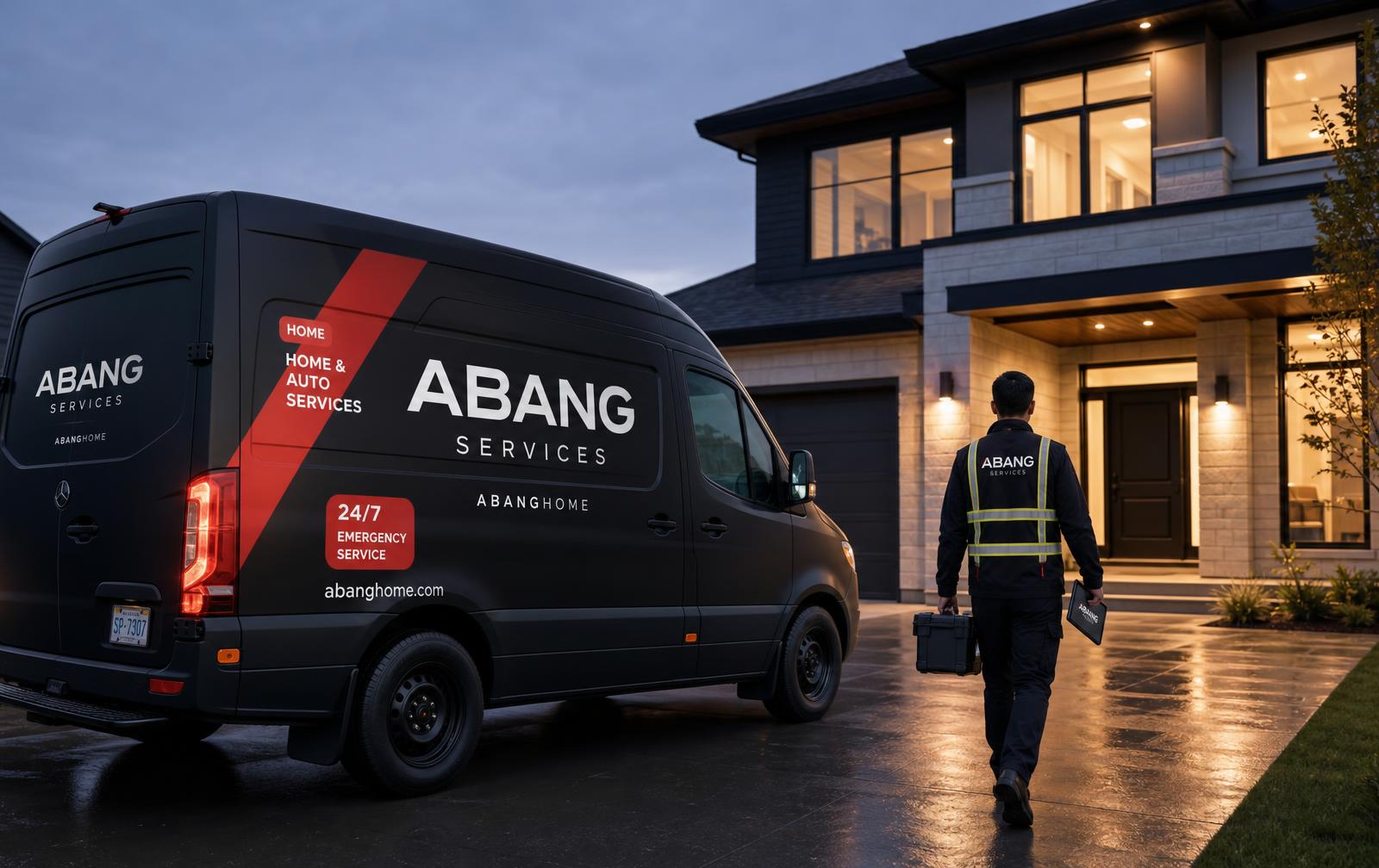 ABANG HOME branded ABANG Services vehicle